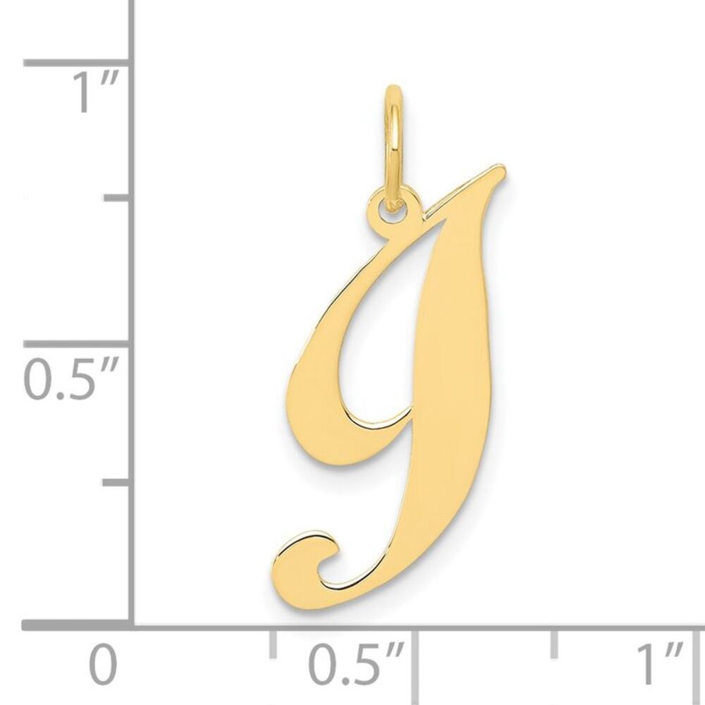10k Yellow Gold Small Fancy Script Initial I Charm - image 3